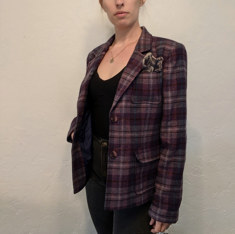 Vintage Purple Plaid Blazer